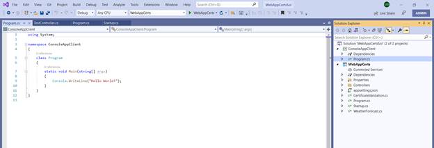 Creating a .NET 5 client to call an API protected by certificates